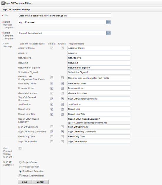 Assigning Sign Off Templates